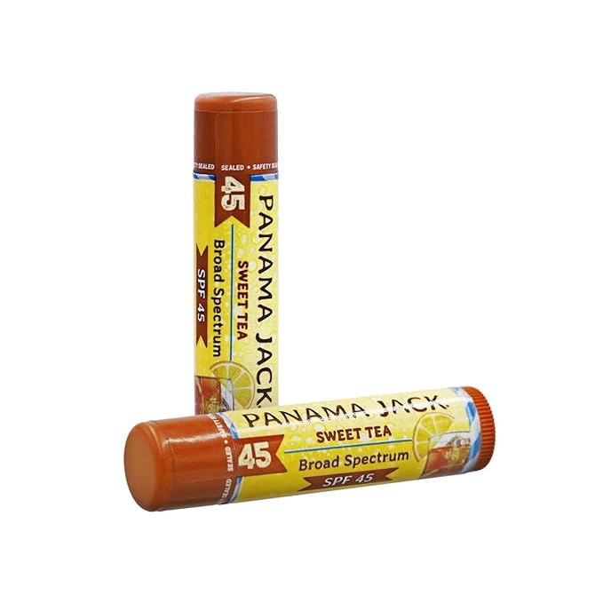 Panama Jack Sunscreen Lip Balm - SPF 45, Broad Spectrum UVA-UVB Sunscreen Protection, Prevents & Soothes Dry, Chapped Lips, Sweet Tea, 12-pack