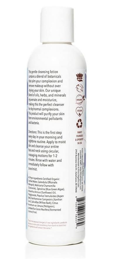 Botanical Cleanser, Facial Cleanser, Non-Toxic, Organic, Spirulina, Will Bark Extract, All Natural Ingredients, Cleansing Lotion, Hydrating, Makeup Remover, Face Wash, Anti-Aging