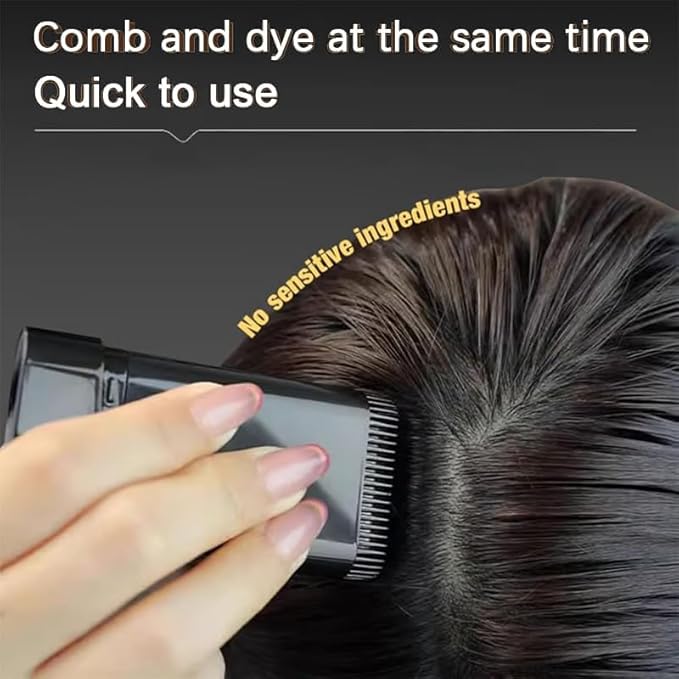 2Pack Safe and Convenient Comb Hair Dye, Portable Hair Dye Comb For Gray Hair Coverage, Waterproof and Sweat-Proof, 2 in 1 Instant Dye, for Women & Men(BLACK)