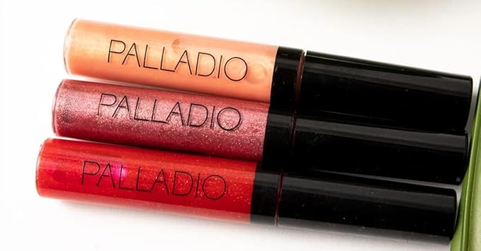 Palladio Lip Gloss, Non-Sticky Lip Gloss, Contains Vitamin E and Aloe, Offers Intense Color and Moisturization, Minimizes Lip Wrinkles, Softens Lips with Beautiful Shiny Finish, Ruby Red