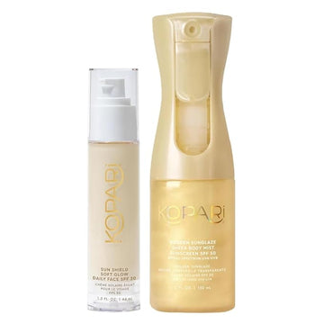 Kopari Sun Shield Soft Glow Daily Face SPF 30 & Golden Sunglaze Sheer Body Mist Sunscreen SPF 50