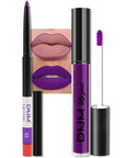 evpct 2Pcs Lavender Purple Matte Liquid Lipstick Lip Gloss Stain and Retractable Lip Liner Makeup Set for Women Long Lasting Waterproof 24 Hours Lipstick labial mate larga duracion 24 53#