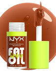 NYX PROFESSIONAL MAKEUP Fat Oil Lip Drip, Moisturizing Lip Oil Gloss, Vegan Tinted Formula, Up to 12 HR Hydration - Scrollin' (Deep Caramel)