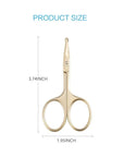 LIVINGO 3.75" Small Safety Facial Nose Hair Scissors, Curved Blade with Rounded Tip Stainless Steel for Manicure Cuticle, Eyebrow, Dry Skin (Gold)