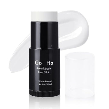 Go Ho White Face Paint,Washable Formula Face Paint Stick,Non-toxic Full-coverage Cream to Powder White Face Body Paint for Halloween Cosplay Zombie Skeleton Clown Goth Makeup