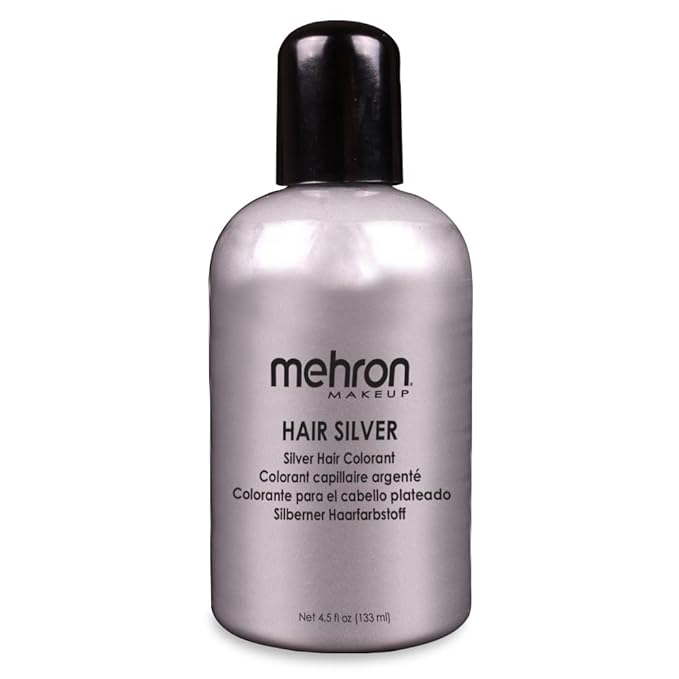 Mehron Makeup Hair White | Washable White Hair Dye | Temporary Hair Color for Theatre, Cosplay, & Halloween 1 fl oz (30ml) (Silver)