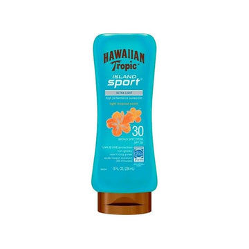 Hawaiian Tropic Island Sport Ultra Light High Performance Suncreen Lotion, Light Tropical Scent SPF 30, 8 Fl Oz (Pack of 2)