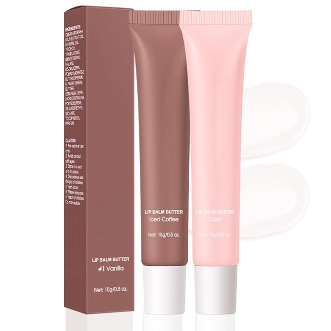 2Pcs Summer Lip Butter Balm Lip Gloss, Ultra-Hydrating Natural Vegan Lip Balm, Sheer-Tinted Shine & Hydration, Soothes & Softens Dry Lips Skincare, Bálsamo labial hidratante (#3+4#)