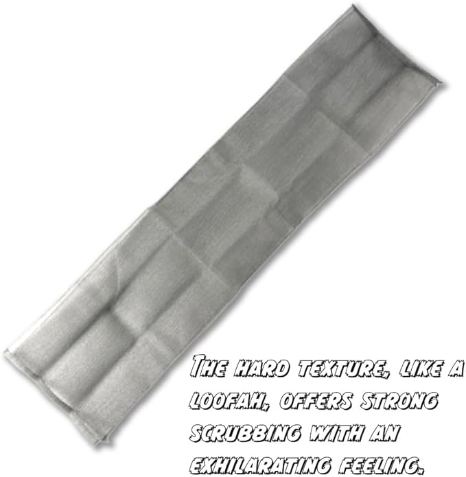 Terra Distribution Exfoliating Washcloth [Designed in Japan] - Rough Textured Extra Long (47.24 inch) Towel for Scrubbing and Dead Skin Removal, Loofah Alternative (2pcs Set(Grey))