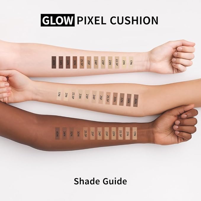 EITHER& Glow Pixel Cushion Foundation, Glowy Skincare, Korean Makeup, Natural Coverage, Moisturizing, Lightweight, Long Lasting Coverage for Flawless Skin (23N Sand)