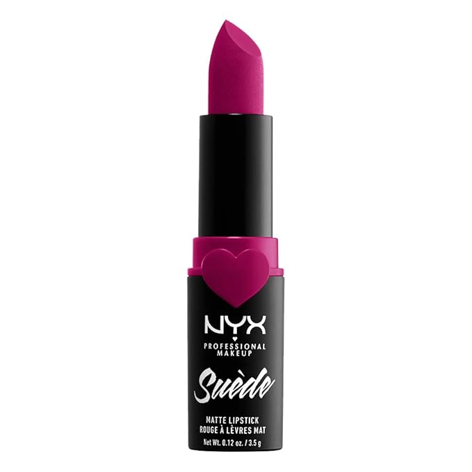 NYX PROFESSIONAL MAKEUP Suede Matte Lipstick, Vegan Formula - Clinger (Hot Pink)