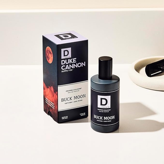 Duke Cannon Proper Cologne Buck Moon | Men's Eau de Parfum | Lime and Vetiver | Warm, Earthy, Long-Lasting Scent | 1.7 fl oz