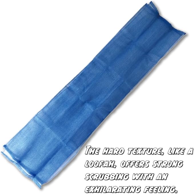 Terra Distribution Exfoliating Washcloth [Designed in Japan] - Rough Textured Extra Long (47.24 inch) Towel for Scrubbing and Dead Skin Removal, Loofah Alternative (2pcs Set(Blue))