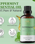 Peppermint Oil | 100% Pure and Undiluted | Therapeutic Grade Aromatherapy Essential Oil Peppermint | for Hair Skin & Diffuser | 3.38 fl. Oz