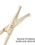LIVINGO 3.75" Small Safety Facial Nose Hair Scissors, Curved Blade with Rounded Tip Stainless Steel for Manicure Cuticle, Eyebrow, Dry Skin (Gold)