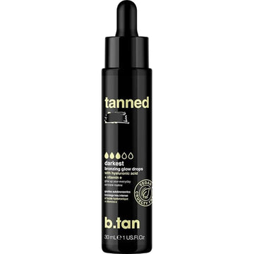 b.tan Darkest Self Tanning Drops for Face & Body | Get Tanned - Best, Darkest Gradual Self Tanner Bronzing Glow Drops, No Fake Tan Smell, Vegan, Cruelty Free, 1.0 Fl Oz