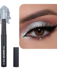 Silver Gray Eyeshadow Stick Makeup, Smooth Cream Shimmer Eye Shadow Pencil, Waterproof Hypoallergenic Long Lasting Crayon, Glitter Primer Palette Eyeliner