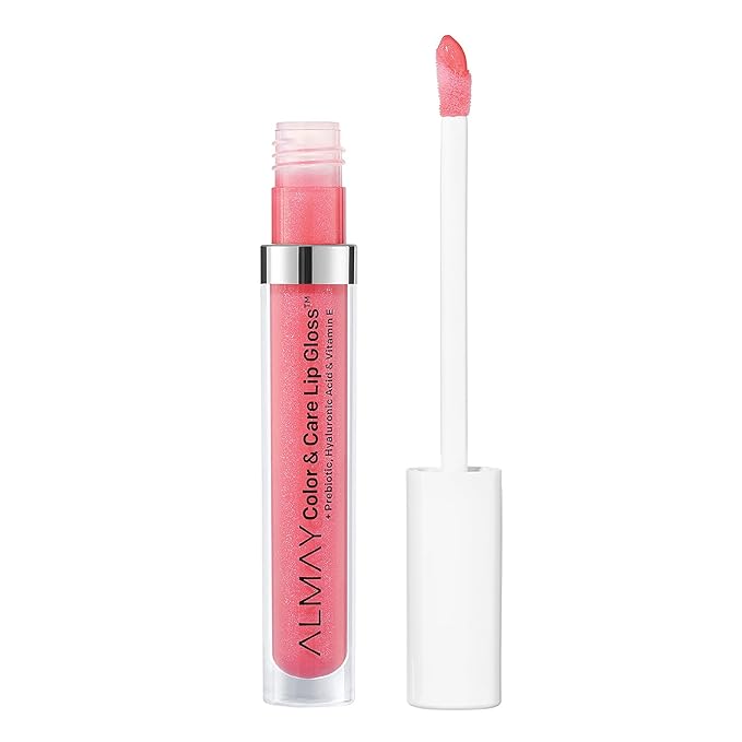 Almay Color & Care Hydrating Lip Gloss, Soft Natural Hues, Prebiotic Complex, Hyaluronic Filling-Sphere Technology, 100 Pink Twilight, 0.1 Fl Oz (Pack of 2)