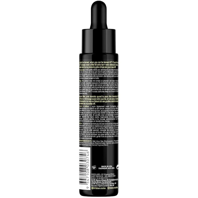 b.tan Darkest Self Tan Drops for Face & Body | Get Tanned - Darkest Gradual Self Tanner Bronzing Glow Drops, Vegan, Cruelty Free, 1.0 Fl Oz