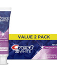 Crest 3D White Advanced Teeth Whitening Toothpaste, Radiant Mint, 3.3 oz, Pack of 2