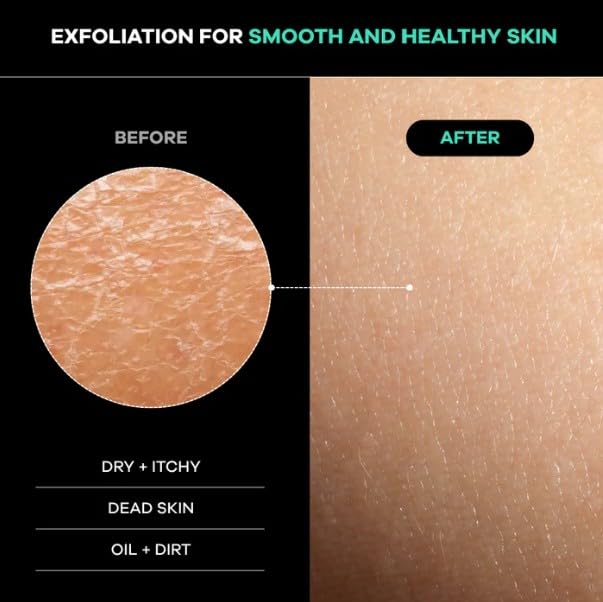 Dermasuri - Deep Exfoliating Back Scrubber - Bath & Shower Back Scrub - Body Exfoliator Scraper Tool - Deep Exfoliation Body Cleaner for Shower - 27" Long, 8" Wide