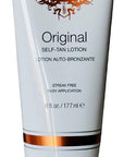 Fake Bake Original Self-Tanning Lotion Lasting Natural Looking Sunless Tanner For All Skin Tones Women & Men - Streak Free, Flawless Glow Includes Gloves For Easy Application - 6 oz