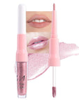 evpct Light Pink Metallic Glitter Lip Liner and Lipstick Combo Lip Gloss Stain Set Makeup for Women Long Lasting Waterproof 24, Light Voilet Frosted Metallic Shimmer Glossy Iridescent Liquid Lipstick