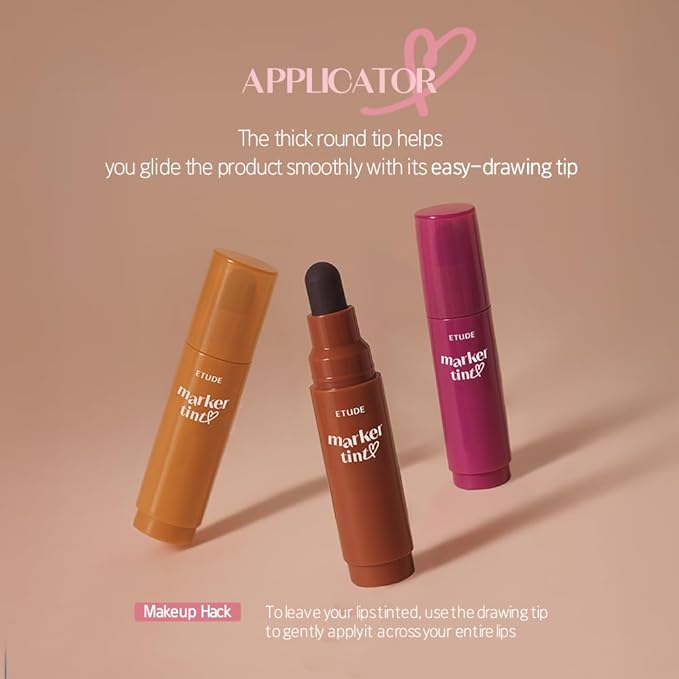 ETUDE Dear Darling Marker Tint #12 mocha brown | Hydrating & Long Lasting Lip Stain | High Pigmented Lip Maker with Easy Drawing Tip | Korean Daily Lip Tint, Korean Makeup, Kbeauty
