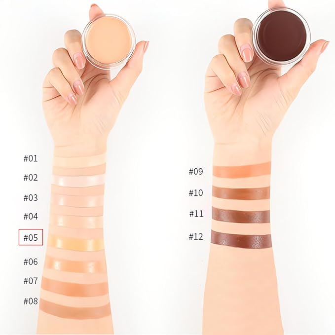 Kaely Cream Pot Concealer Full Coverage Makeup Set, Under Eye Brightener Color Correcting Concealer for Dark Circles, Waterproof Foundation Palette with Brush, Eye Ring Corrector de ojeras, 05