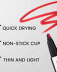 evpct Longwear Liquid Lip Liner Stain Marker Pen Long Lasting Waterproof, Ruby Red Matte Semi Permanent 24 Hour Lip Liner and Lipstick Combo, Korean Color Stay Lipliner All Day, Lips Stain peel off