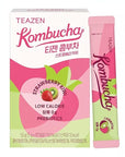 TEAZEN Strawberry Kiwi Kombucha Tea, Hydration Drink Mix, Sugar Free, Live Probiotics & Prebiotics, 10 Sticks, 1.76oz