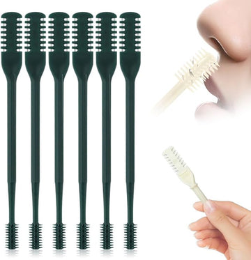 2025 New 2 in 1 Nasal Hair Cutter, Double Sided Nose Hair Knife Nostril Hair Remover Tool, Manual 360° Rotating Nose Hair Trimmer, Mini Noses Hair Remover Tool for Women and Men (Dark Green, 6 Pcs)