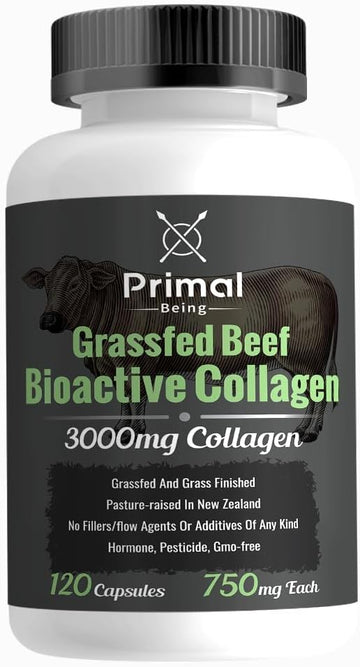 Primal Being Grassfed Beef Cartilage Collagen (Type I-V & XI)- Supports Hair, Skin, Nails, Joint Health, Immunity, Digestion, Post Exercise Recovery - 120 Capsules, 3000 mg per Serving