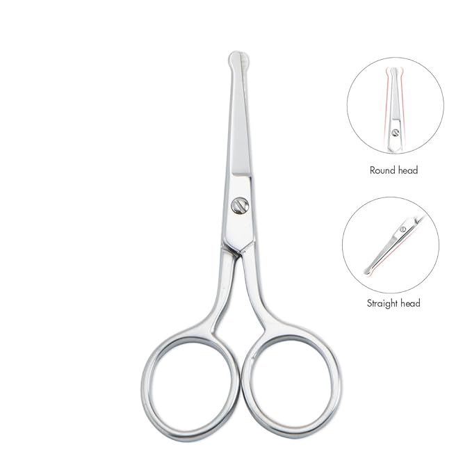 LIVINGO Premium Manicure Rounded Tip Scissors Multi-purpose Stainless Steel Cuticle Pedicure Beauty Grooming Kit for Nail, Eyebrow, Eyelash, Dry Skin, Nose Hair 3.5 inch
