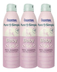 Coppertone Pure and Simple Baby Spray Sunscreen SPF 50, Broad Spectrum Sunscreen for Baby, 5 Oz Bottle, Pack of 3
