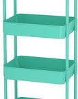Sywhitta 4-Tier Plastic Rolling Utility Cart with Handle, Multi-Functional Storage Trolley for Office, Living Room, Kitchen, Movable Storage Organizer with Wheels, Green