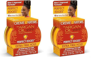 Creme of Nature with Argan Oil From Morocco Perfect Edges Hair Gel, 24 Hour Hold with Moisture and Exotic Shine, Extra Firm Hold, 2.25 Oz (Pack of 2)