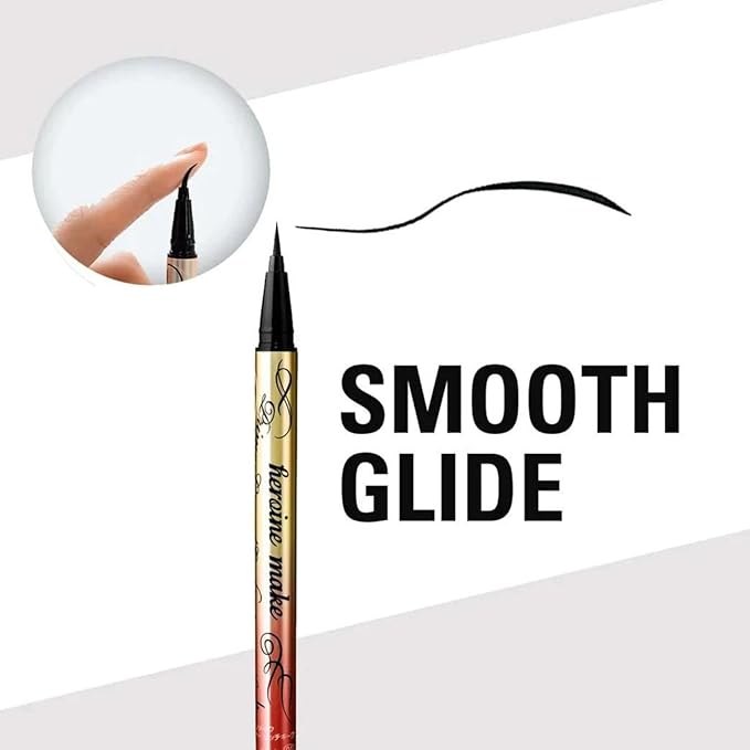 Heroine Make by KissMe Prime Liquid Waterproof Eyeliner for Woman and Sensitive Eyes, Long-lasting & Ultra Thin Tip for Precise Japanese Eye Makeup 01 Jet Black 0.4mL/0.01 Fl Oz