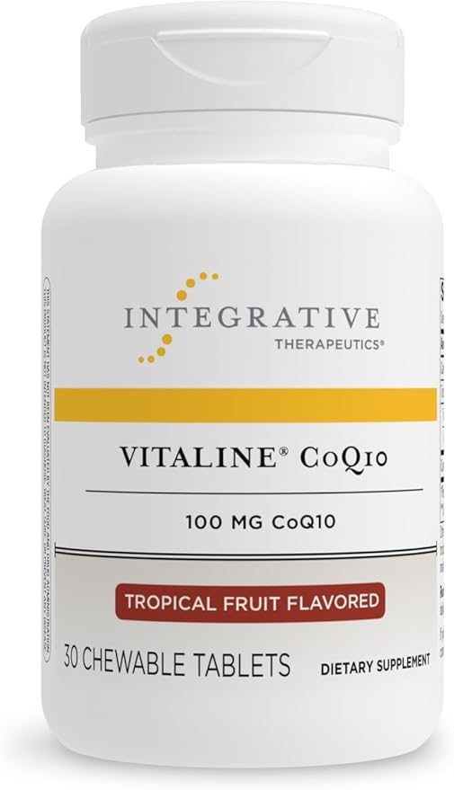 Integrative Therapeutics Vitaline CoQ10 100 mg - Supports Brain and Heart Health* - Dairy Free - Vegan - Tropical Fruit Flavored - 30 Chewable Wafers