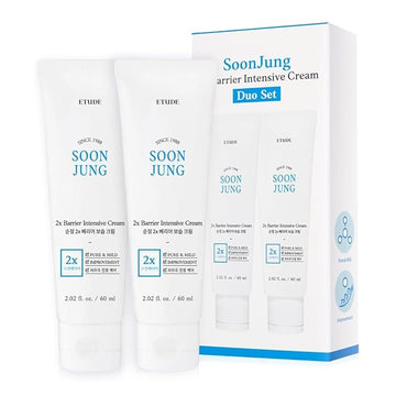 ETUDE SoonJung 2x Barrier Intensive Cream Duo Set (2.02 Fl.oz x 2ea) | Hypoallergenic Shea Butter Hydrating Facial Cream for Sensitive Skin, Panthenol for Damaged Skin | Korean Skin Care, Pefect Gift
