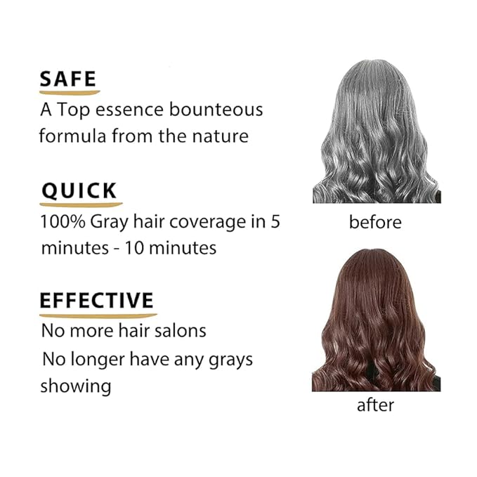 Natural Hair Dye Shampoo - Hair Color for Gray Hair Coverage - Medium Brown Hair Dye Hair Coloring Shampoo for Women, Color Shampoo Beard Dye for Men, Colors Hair Vegan Ammonia Free BROWN