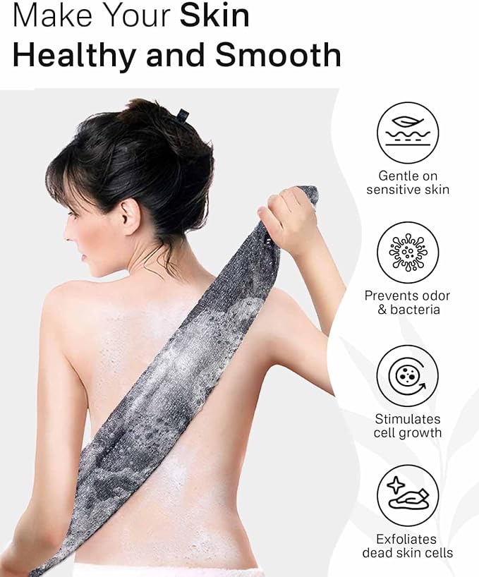 Yiclick 2 Pack Exfoliating Washcloth Towel - Body Scrubber Exfoliator, Loofah Sponge, Korean & Japanse & African Net Sponge Rag - Back Scrubber Washer for Use in Shower Bath