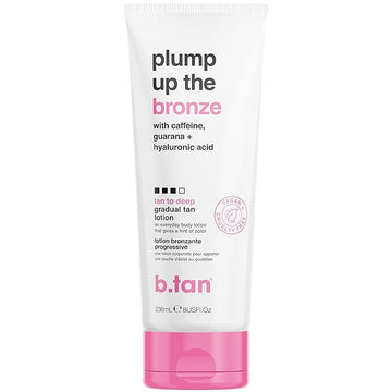 b.tan Dark Gradual Self Tanning Lotion | Plump Up the Bronze Everyday Glow Lotion - Develop a Bronzed Glow, Sunless Tanner Infused With Hyaluronic Acid, No Fake Tan Smell 8 Fl Oz