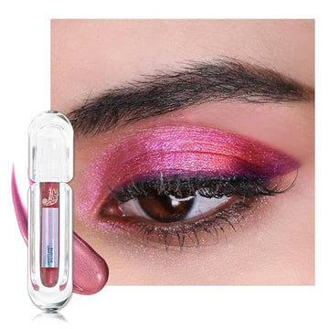 AMY'S DIARY Duochrome MultiChrome Chameleon Liquid Metallic Eyeshadow, High-Impact Multi-Dimensional Finish,Pink Red Silky Smooth and High Pigment Holographic Glitter Eyeshadow Makeup (04#)