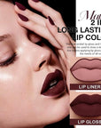 Kaely 2-in-1 Matte Lipstick and Lip Liner, Liquid Lip Stain Makeup for women Long Lasting Waterproof Smudge Proof, labiales matte mate larga duracion listip 24 hours originales, 17 Deep Red