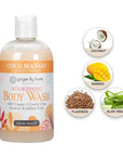 Ginger Lily Farms Botanicals Nourishing Body Wash, Coco Mango, 100% Vegan & Cruelty-Free, Coconut Mango Scent, 12 Fl Oz