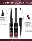 Kaely 2-in-1 Matte Lipstick and Lip Liner, Liquid Lip Stain Makeup for women Long Lasting Waterproof Smudge Proof, labiales matte mate larga duracion listip 24 hours originales, 17 Deep Red