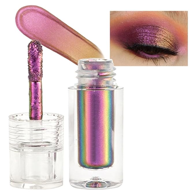 AMY'S DIARY Duochrome MultiChrome Chameleon Liquid Metallic Eyeshadow, High-Impact Multi-Dimensional Finish,Red Yello Silky Smooth and High Pigment Holographic Glitter Eyeshadow Makeup (#06)