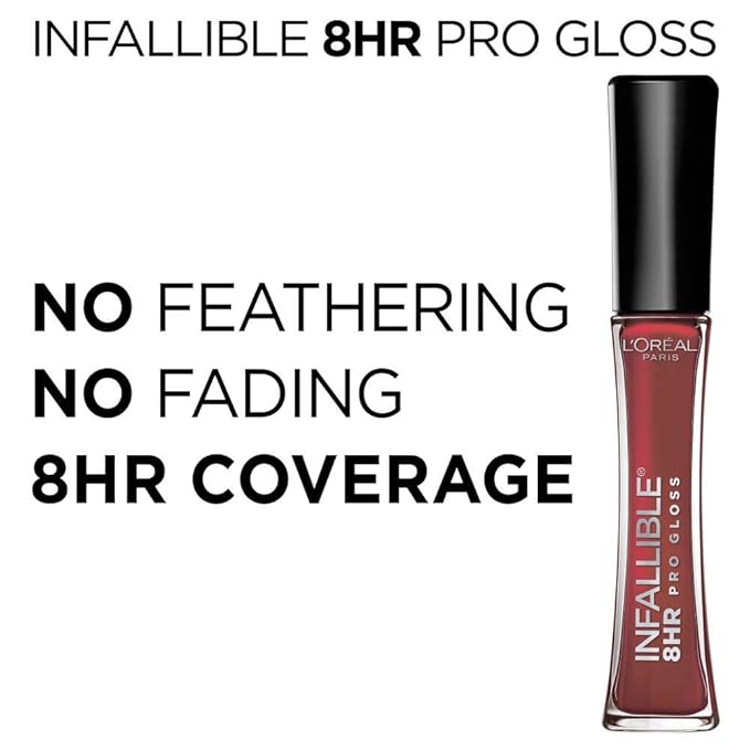 L’Oreal Paris Makeup Infallible 8 Hour Hydrating Lip Gloss, Barely Nude, 0.21 Fl Oz