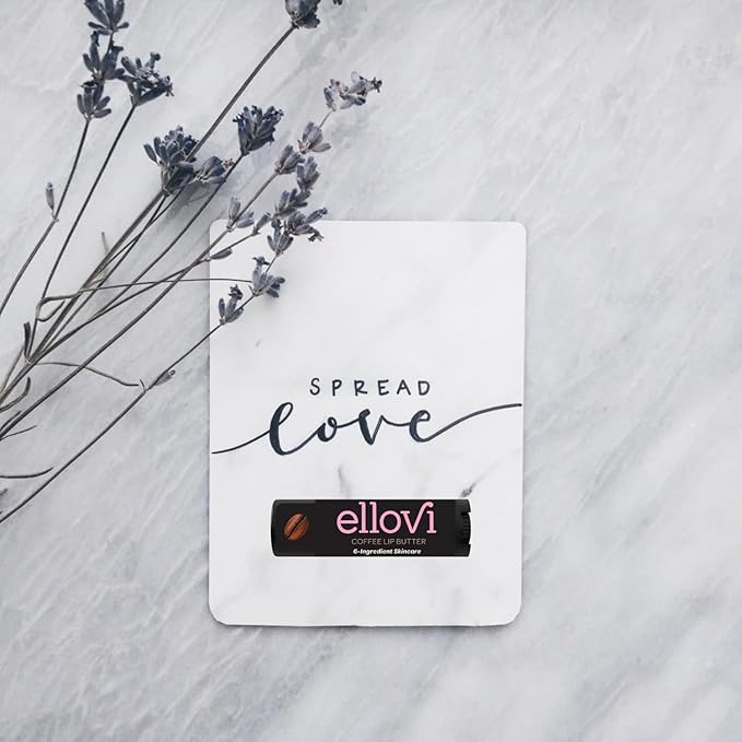Ellovi Natural Lip Butter Lip Balm - Coffee - Pure Enough to Eat - Made With Just 6 Vegan Ingredients - 100% Natural & Organic Moisturizing Lip Care for All Day Hydration (3-Pack)